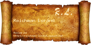 Reichman Loránd névjegykártya